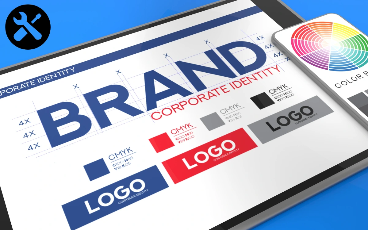 Unified brand identity board showing logos, colors, and typography for digital platforms